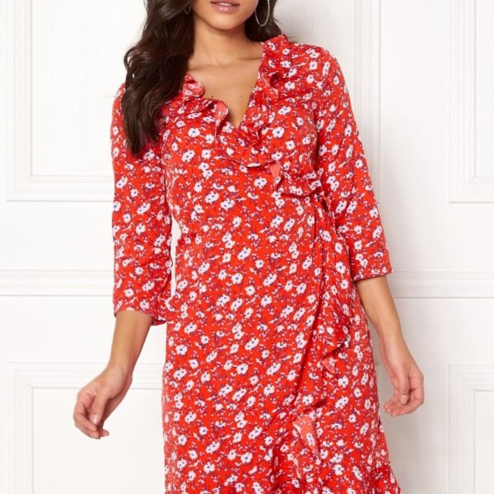 NWT 3/4 Wrap Dress Poppy Red